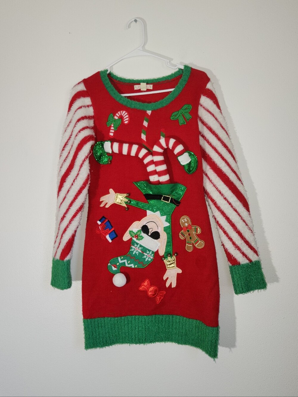 Women's  Red & White Holiday Elf Sweater